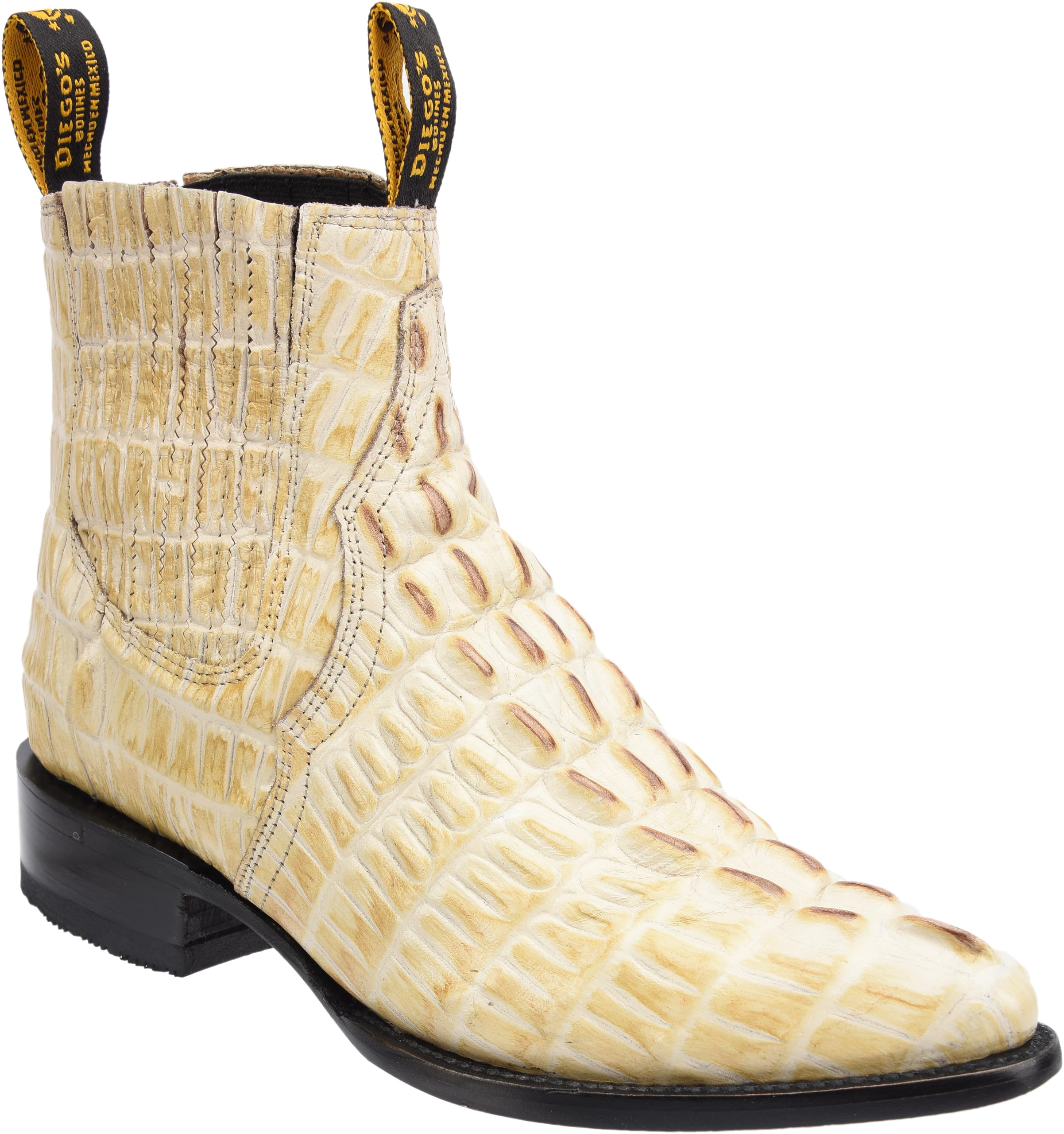 Premium Men's Leather Cowboy Boots - Genuine Crocodile Print Western Ankle Boots with J-Toe for Rodeo, Country Music Festivals & Western Fashion