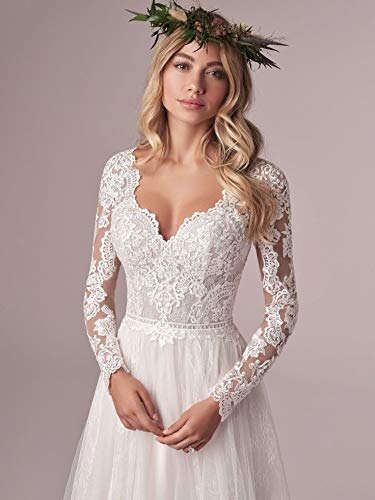 RYANTH 2024 Mermaid Wedding Dresses for Bride - Off Shoulder Lace Appliques Bridal Gowns | Perfect for Beach Weddings, Vow Renewals & Romantic Ceremonies
