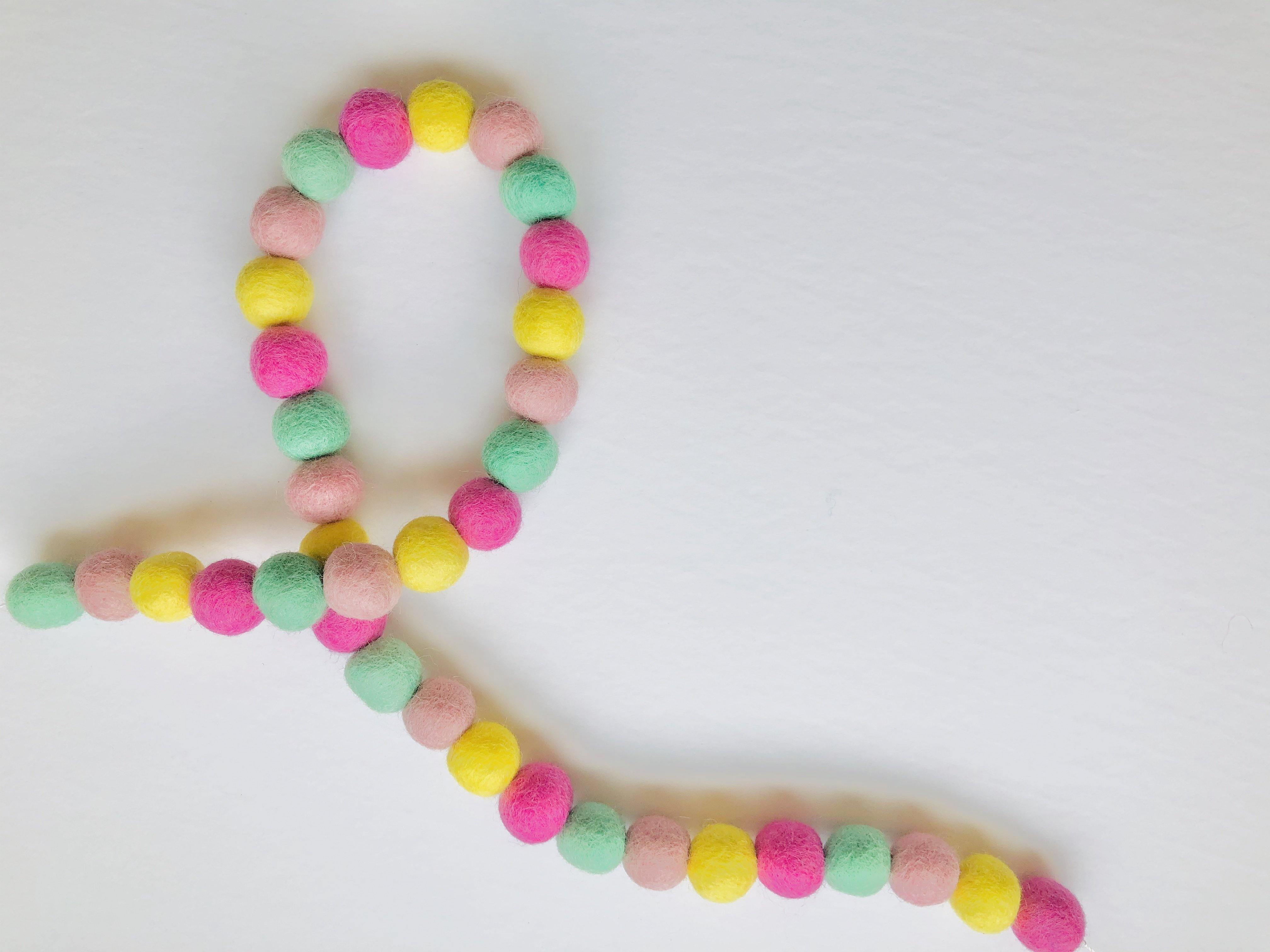 Colorful Felt Ball Garland - Easter Party Decor, Nursery Room, Baby Shower, Wedding & Home Decoration - Handmade Eco-Friendly Wool Garland for Festive Events & Seasonal Celebrations