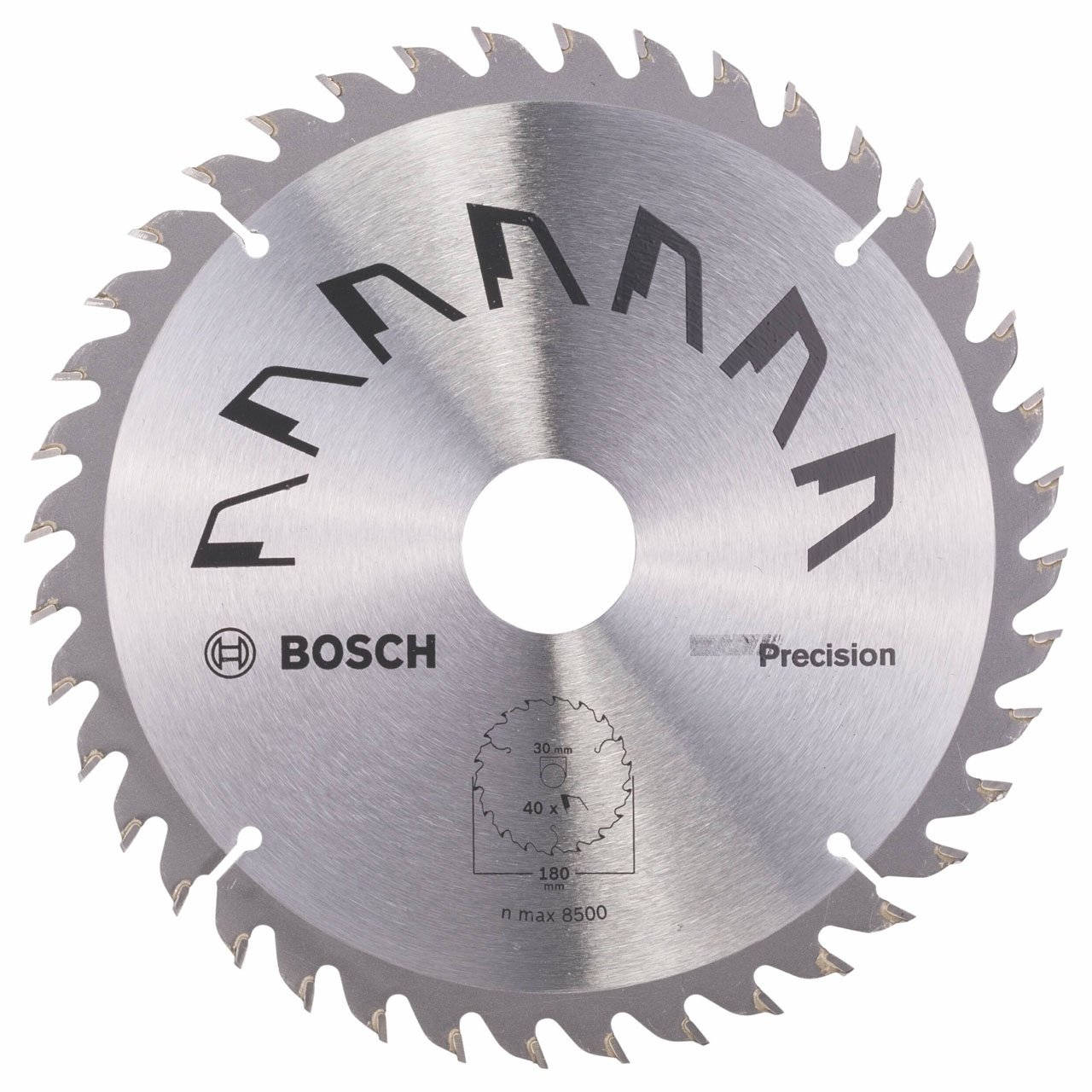 Bosch Precision 2609256861 180mm Circular Saw Blade - 40 Teeth Carbide Tipped for Clean Cuts - 30/20mm Reduction Ring - 2.5mm Kerf - Perfect for Woodworking, Plywood & MDF Cutting - Professional DIY & Construction Projects