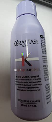 Kerastase Blond Absolu Bain Ultra Violet Purple Shampoo - 1 Oz Travel Size for Blonde & Highlighted Hair - Perfect for Vacation, Gym & On-the-Go Hair Care