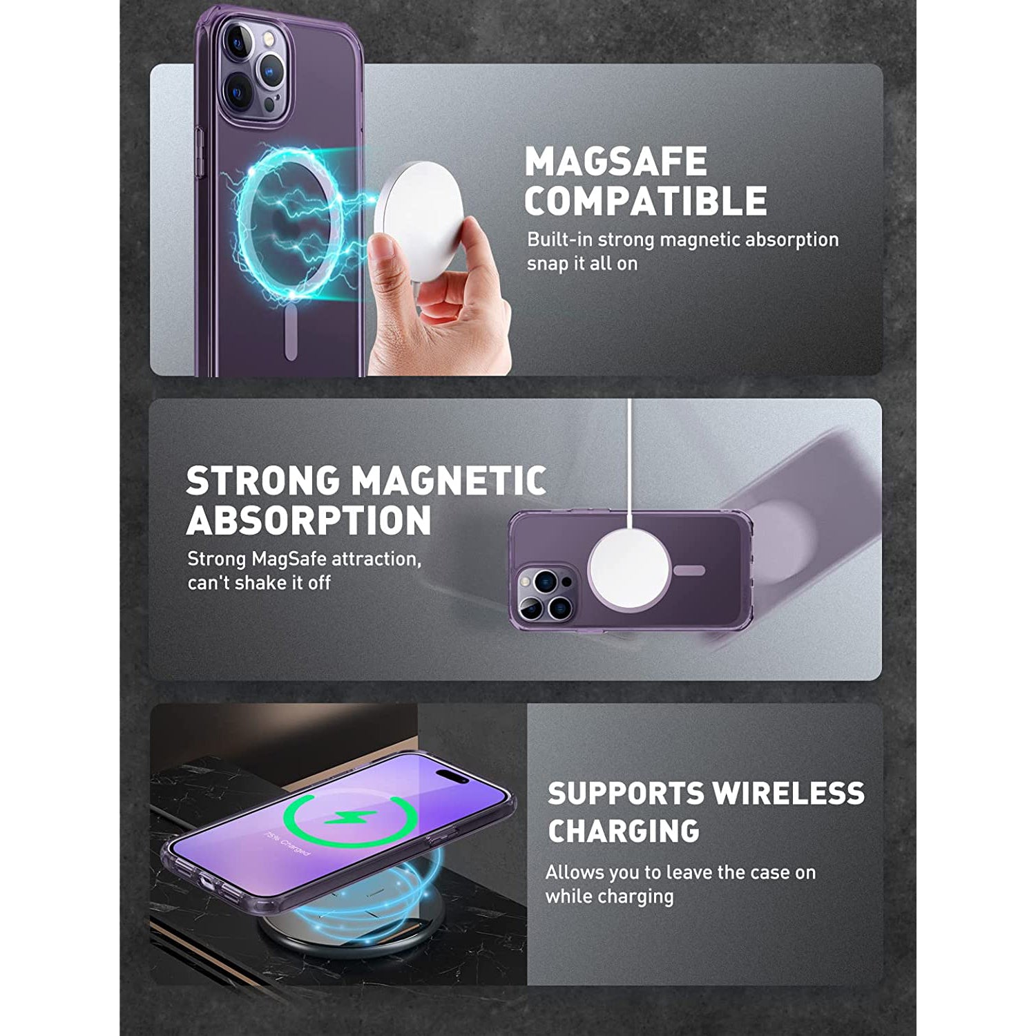 iPhone 14 Pro Max 6.7 Inch Unicorn Beetle MAG Slim Clear MagSafe Case - Purple Fog | Shockproof Protective Cover with Magnetic Alignment for Wireless Charging | Perfect for Work, Travel & Outdoor Activities
