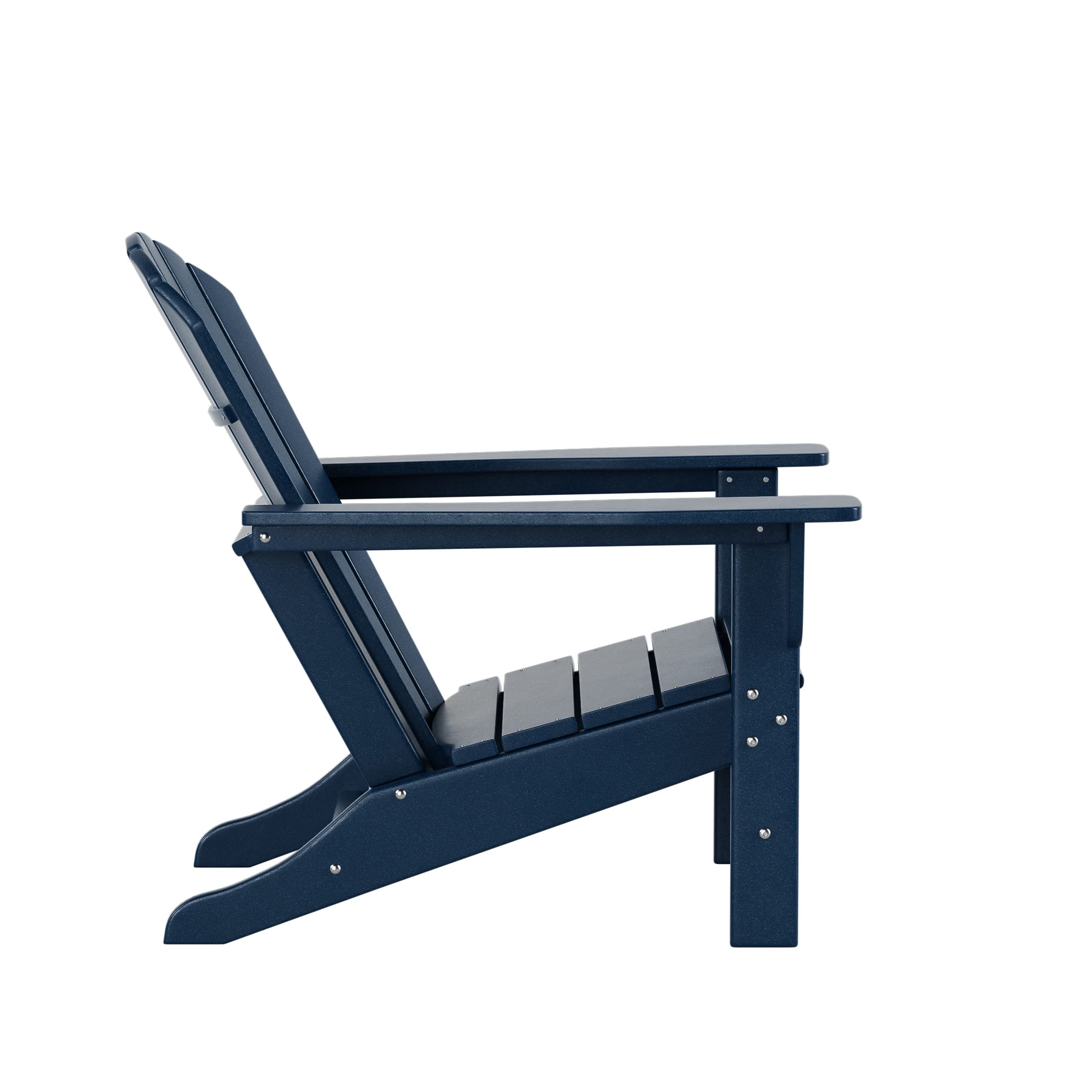 2-Piece WO Home Outdoor Adirondack Chair Set with Side Table - Weather-Resistant Poly Lumber Traditional Retro Lounger for Beach, Patio, Garden & Backyard - Navy Blue - Perfect for Relaxing Outdoors