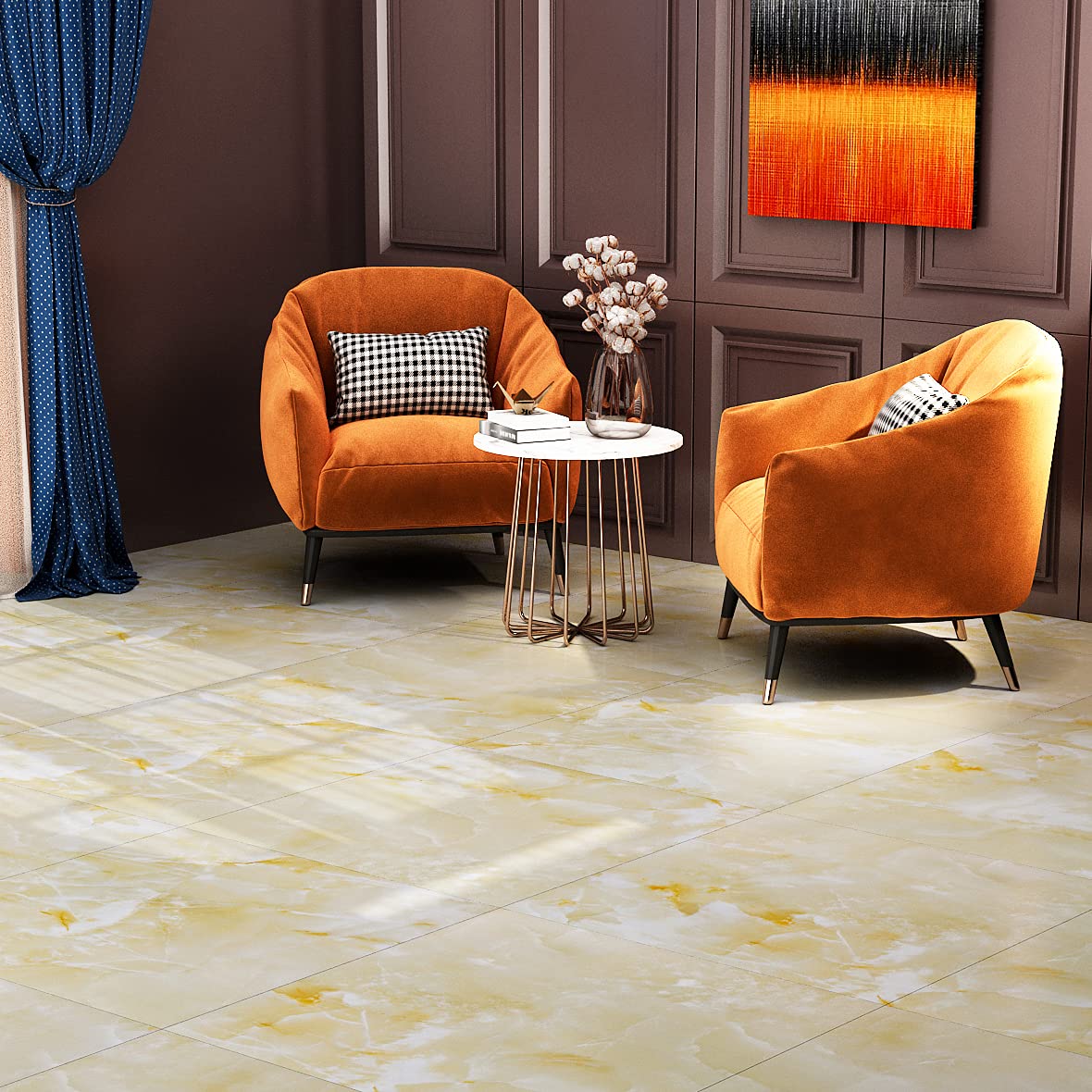Livelynine Peel and Stick Vinyl Floor Tiles 12x12 Inch - 32 Pack Waterproof Marble Self-Adhesive Flooring for Bathroom, Kitchen, Bedroom | Easy DIY Home Renovation, Farmhouse & Dorm Decor Upgrade