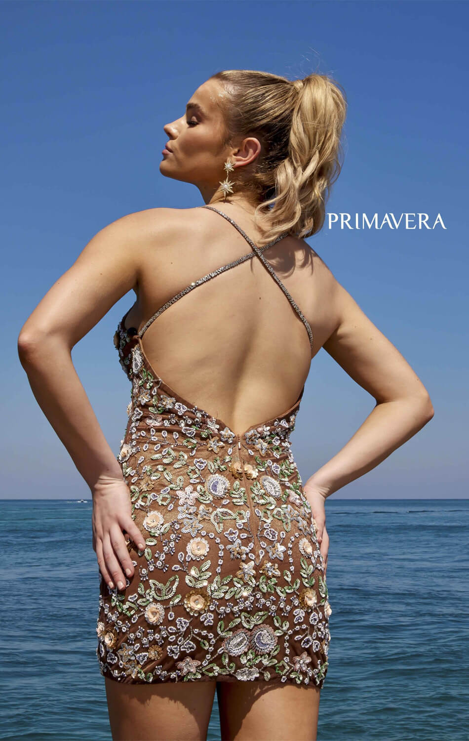 1938 Primavera Floral Sequin V-Neck Short Dress - Elegant Party & Cocktail Attire for Women