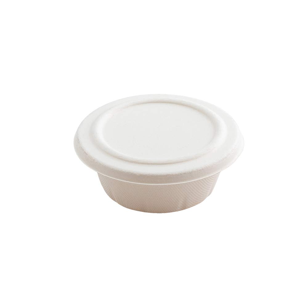 Pulp Tek 4.8 x 4.8 Inch Airtight Lids for 9 oz Bagasse Takeout Containers - 100 Pack White Eco-Friendly To-Go Box Lids (Food Containers Sold Separately) | Perfect for Restaurants, Catering & Food Delivery Services