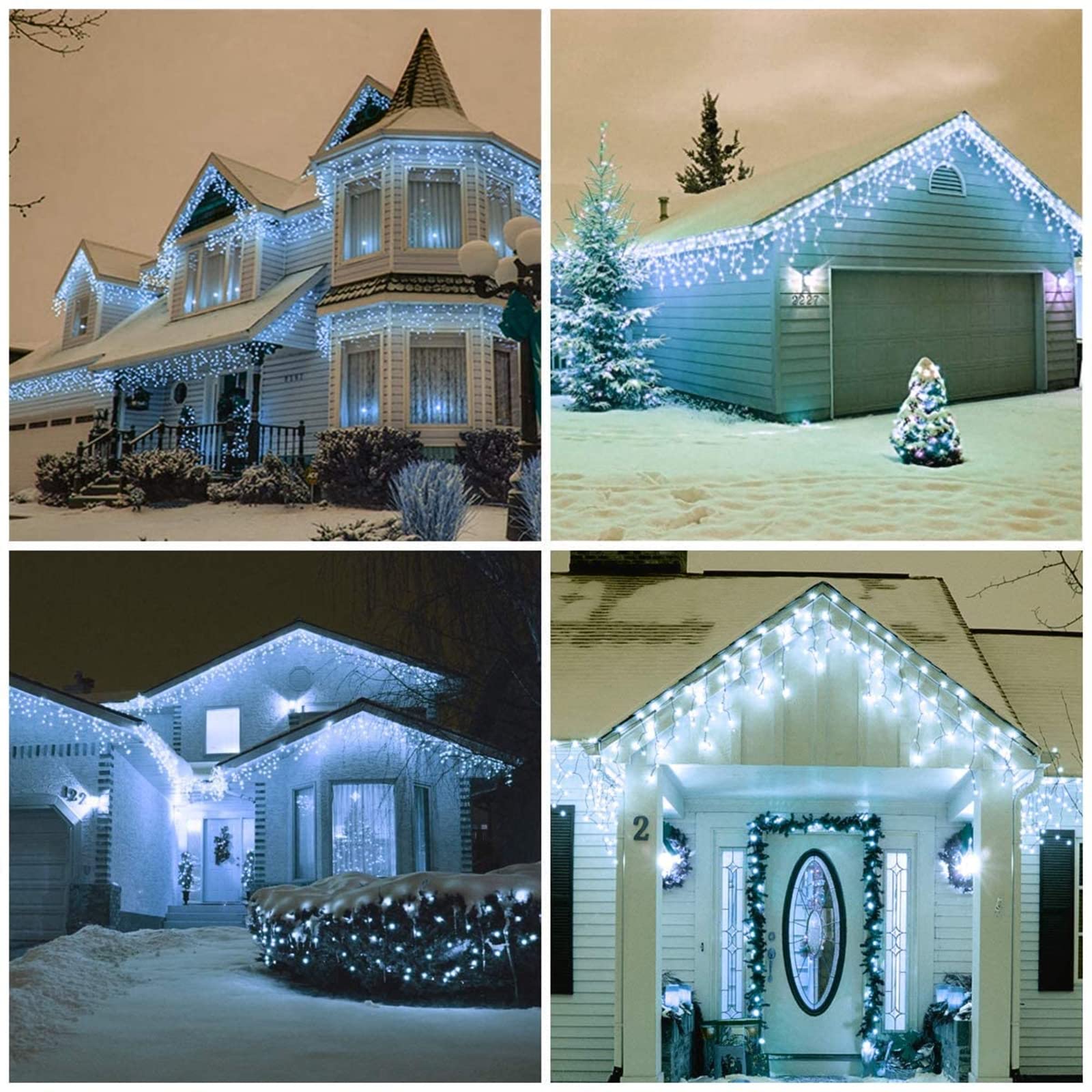 PhilzOps 480 LED 19M Outdoor Waterfall Christmas Lights - Waterproof Cool White with 8 Lighting Modes - Perfect for Indoor/Outdoor Holiday Decor, Garden, Party & Window Display (White Cable)