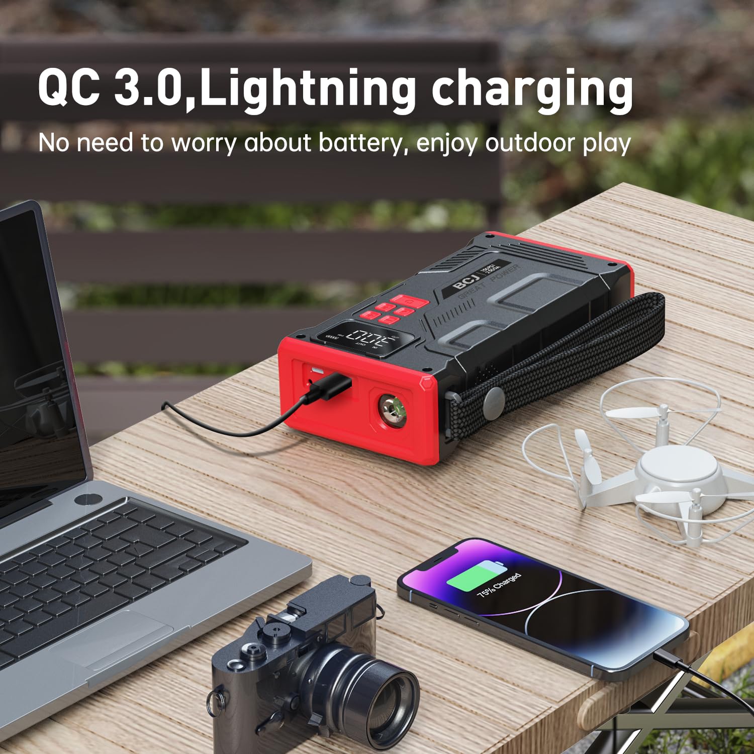 3000A V5 Jump Starter with Built-in Air Compressor - Portable Car Battery Booster for Emergency Jump Starts, Tire Inflation - Perfect for Roadside Assistance, Camping, and Off-Road Adventures