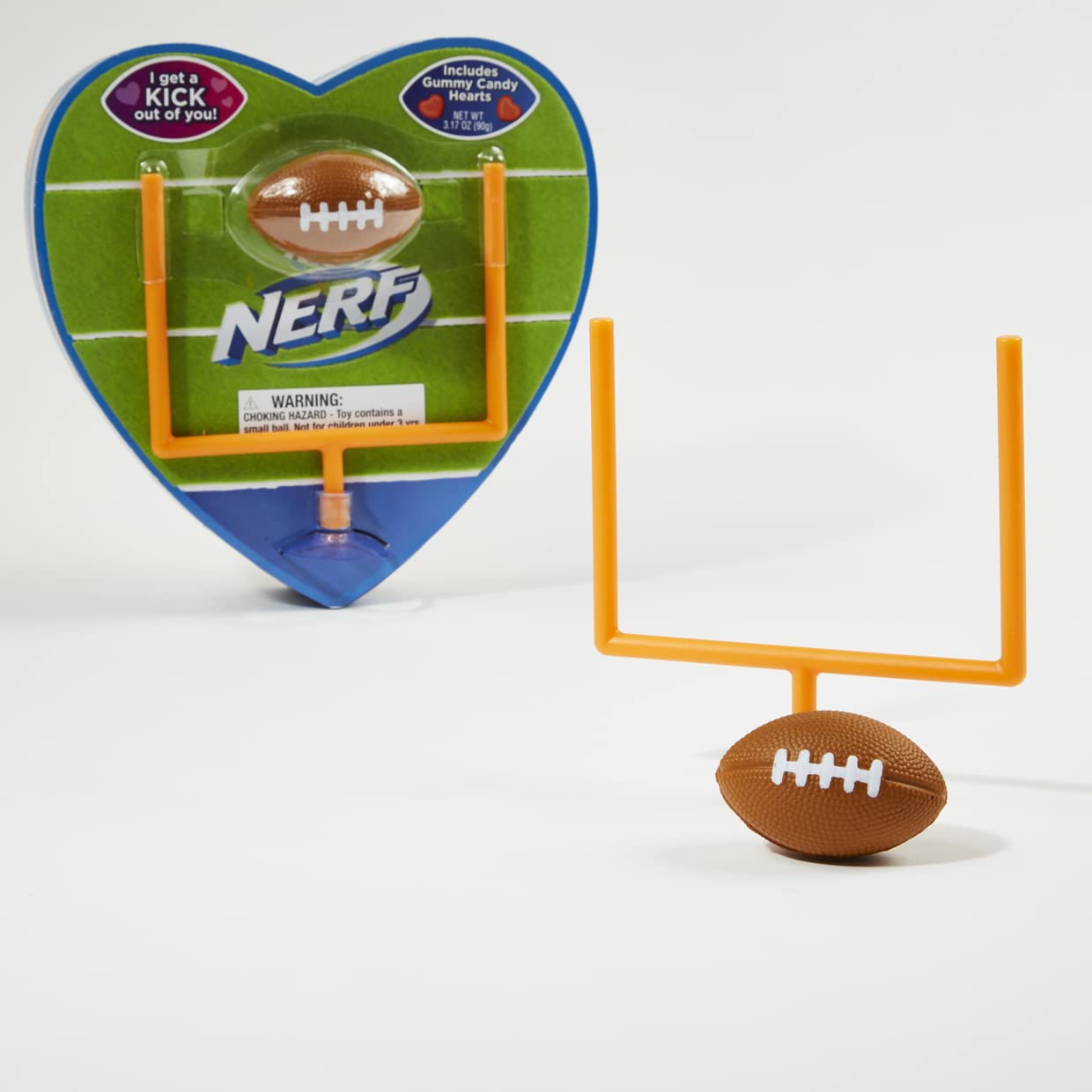 Frankford Candy Nerf Football Heart Shaped Chocolate Box - 3.17oz Sports-Themed Valentine's Day, Birthday & Father's Day Gift for Dad, Grandpa, Teachers & Coaches - Perfect for Game Day, School Events & Holiday Celebrations