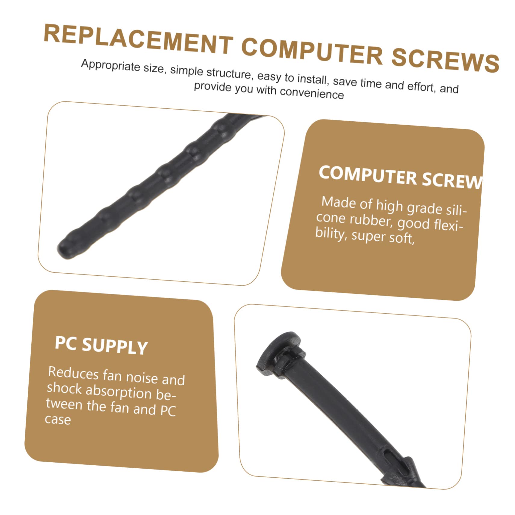 Mikikit 16 Pcs Shock-Absorbing Computer Fan Screws - Soft Vibration Dampening Mounting Rivets for PC Case, Ceiling Fan & Computer Parts | Reduce Noise & Improve Cooling Performance