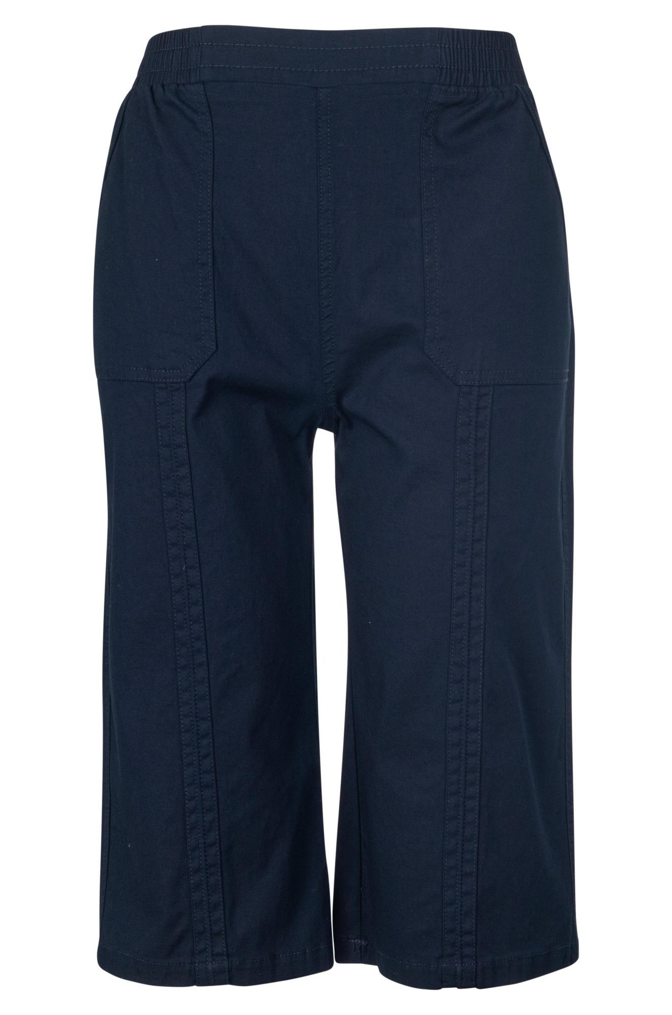Women's Pull-On Below Knee Pants in Navy Blue - Comfortable Stretch Capris for Casual Wear, Work & Travel | Style 6815A1