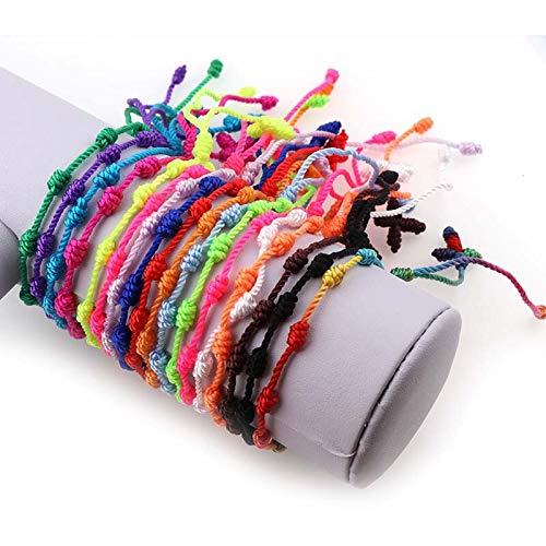 Handmade Multicolor Rope Knotted Cross Rosary Bracelets - 12 Pack Religious Gifts for Women & Men, Perfect for Prayer, Baptism, First Communion & Everyday Faith Jewelry
