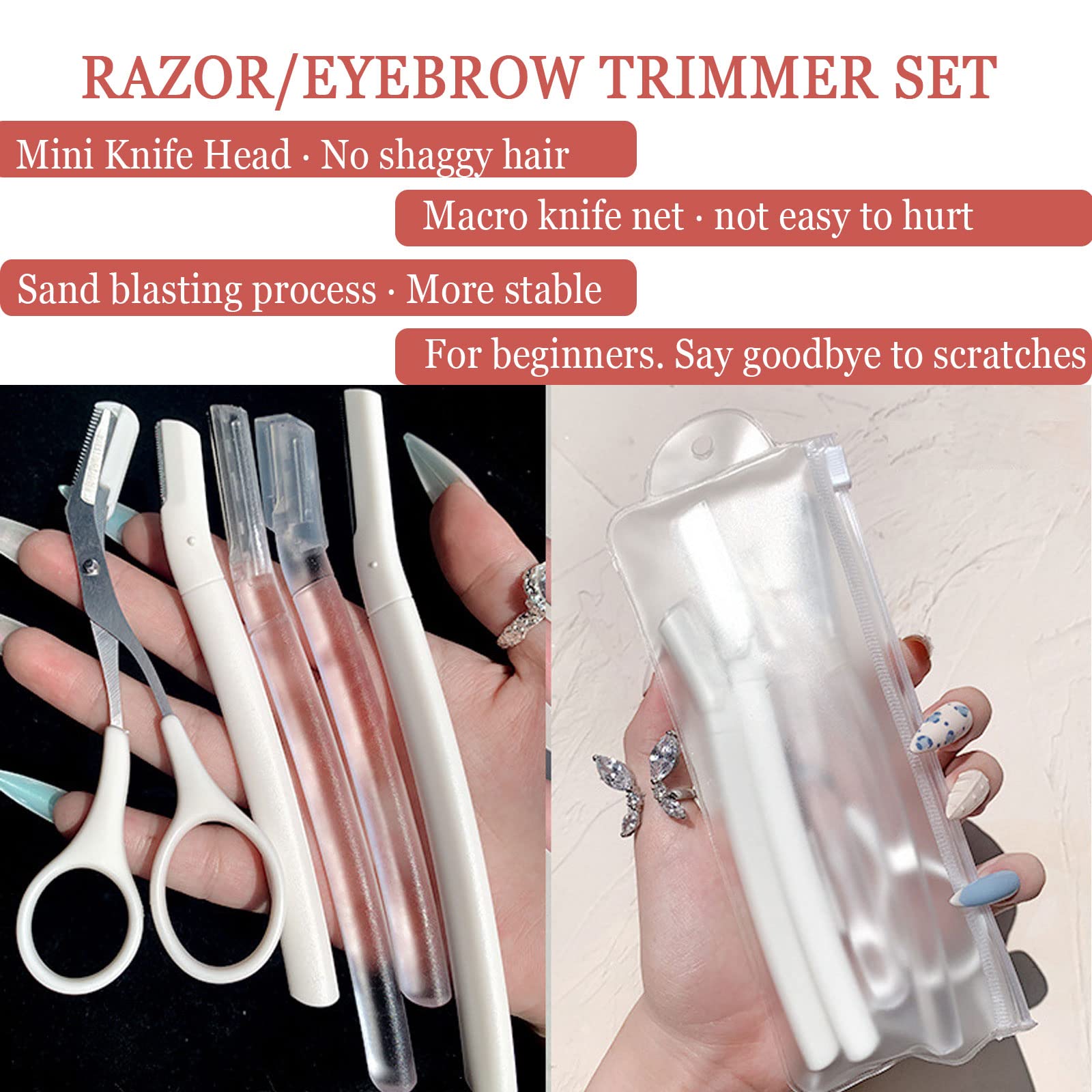 Hearnfox 5-in-1 Eyebrow Trimmer Kit - Precision Eyebrow Scissors, Facial Razor, Shaping Scissors & Exfoliating Beauty Tool for Women | Perfect for Eyebrow Grooming, Facial Hair Removal & At-Home Beauty Care