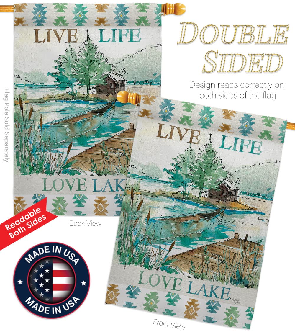 Breeze Decor Lake Nature Outdoor Flag Set w/Flagpole - Perfect for Garden & Home Decor