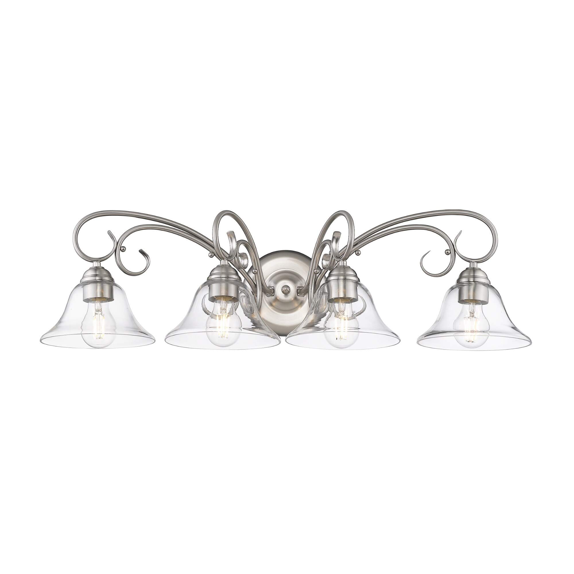 4-Light Bathroom Vanity Light Fixture - Pewter Black Grey Transitional Steel Dimmable Lighting for Modern Bathroom Decor | Perfect for Bathroom Renovation & Home Upgrade