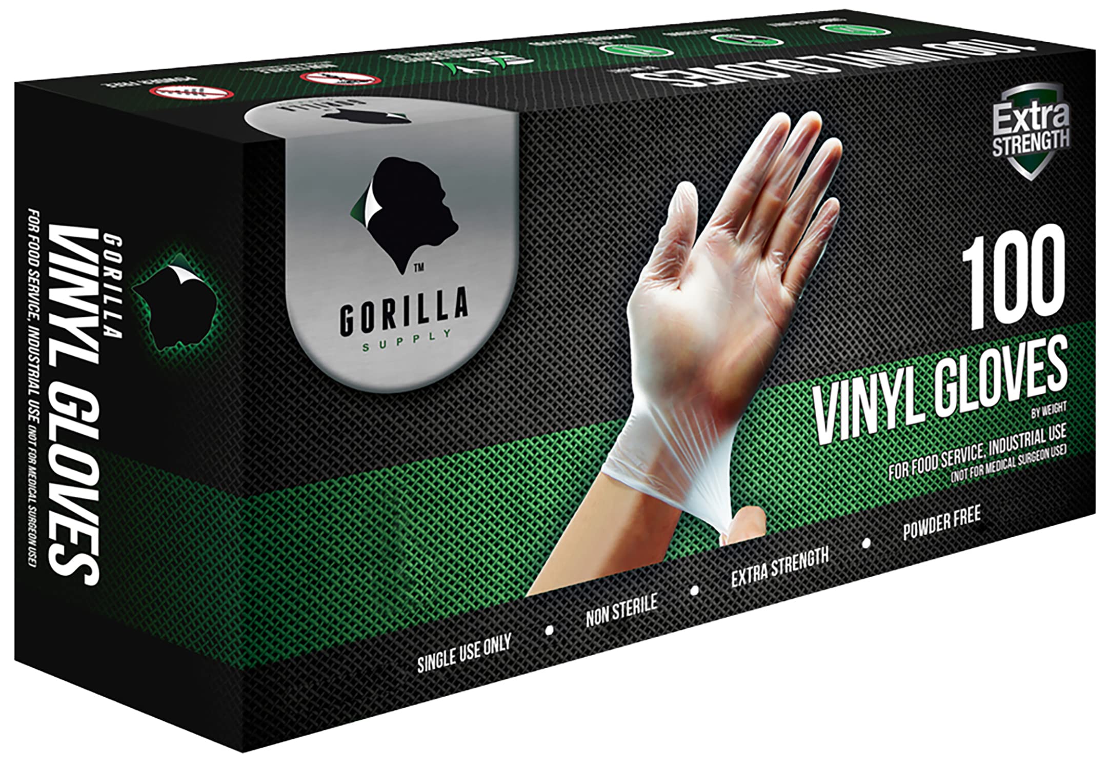 **GORILLA SUPPLY Heavy Duty Disposable Vinyl Gloves - Latex Free, Powder Free, BPA Free, Food Safe - Small (S) - 300 Count - Ideal for Food Handling, Cleaning & Medical Use**