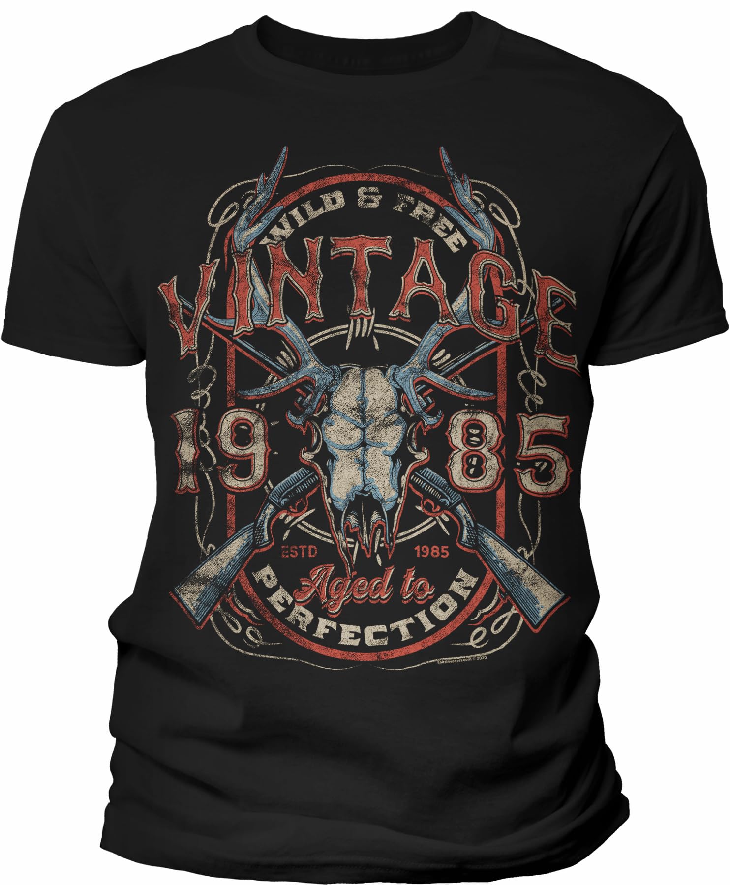 Vintage Deer Skull 1985 Aged to Perfection - 40th Birthday Gift for Men - Funny 40th Birthday T-Shirt - Perfect for Birthday Parties, Gag Gifts & Retro Theme Events