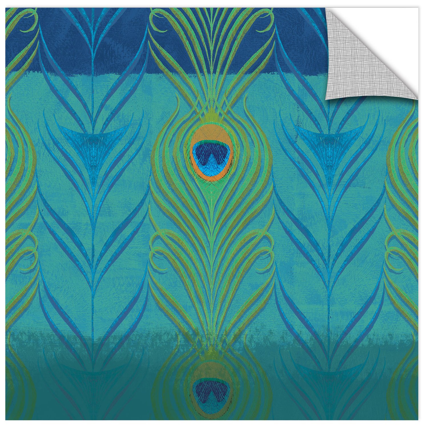Alan Hopfensperger 'Peacock Bath I' Gallery Wrapped Canvas Art Print - 18x18 Inches, Modern Home Decor for Living Room, Bedroom & Office