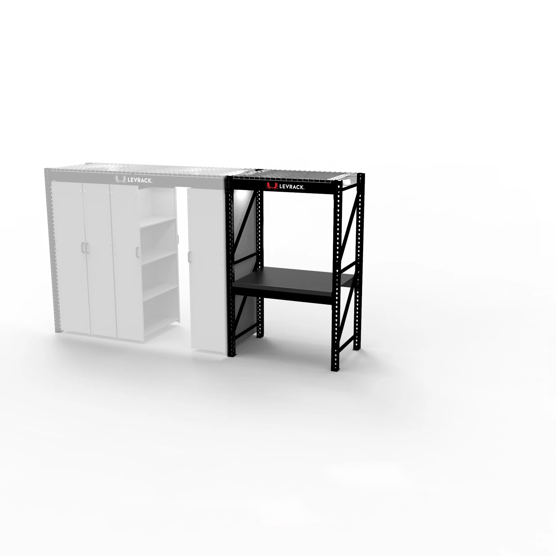 Levrack Workstation Plus - Heavy Duty Adjustable Standing Desk with Storage Shelf | Home Office & Gaming Setup