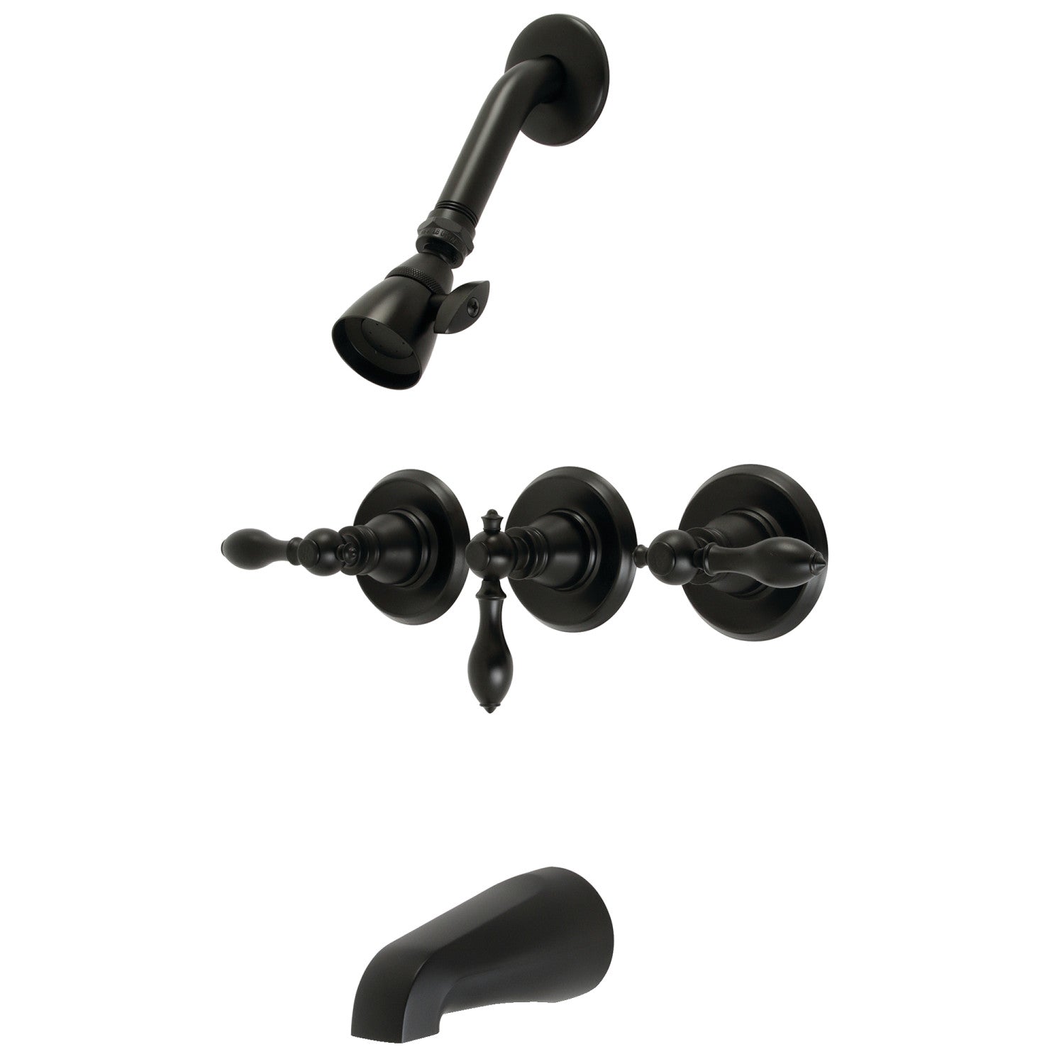 American Classic KB230ACL Triple Handle Tub and Shower Faucet in Matte Black - Perfect for Bathroom Renovation and Modern Home Decor