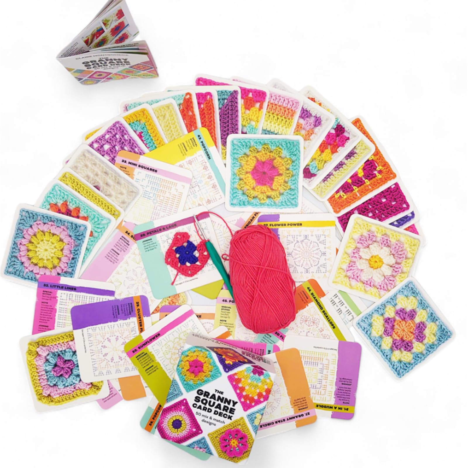 Podafu 50 Mix & Match Granny Square Knitting Patterns - Crochet Card Deck for Adults | DIY Knitting Kit for Blankets, Bags & Home Decor Projects