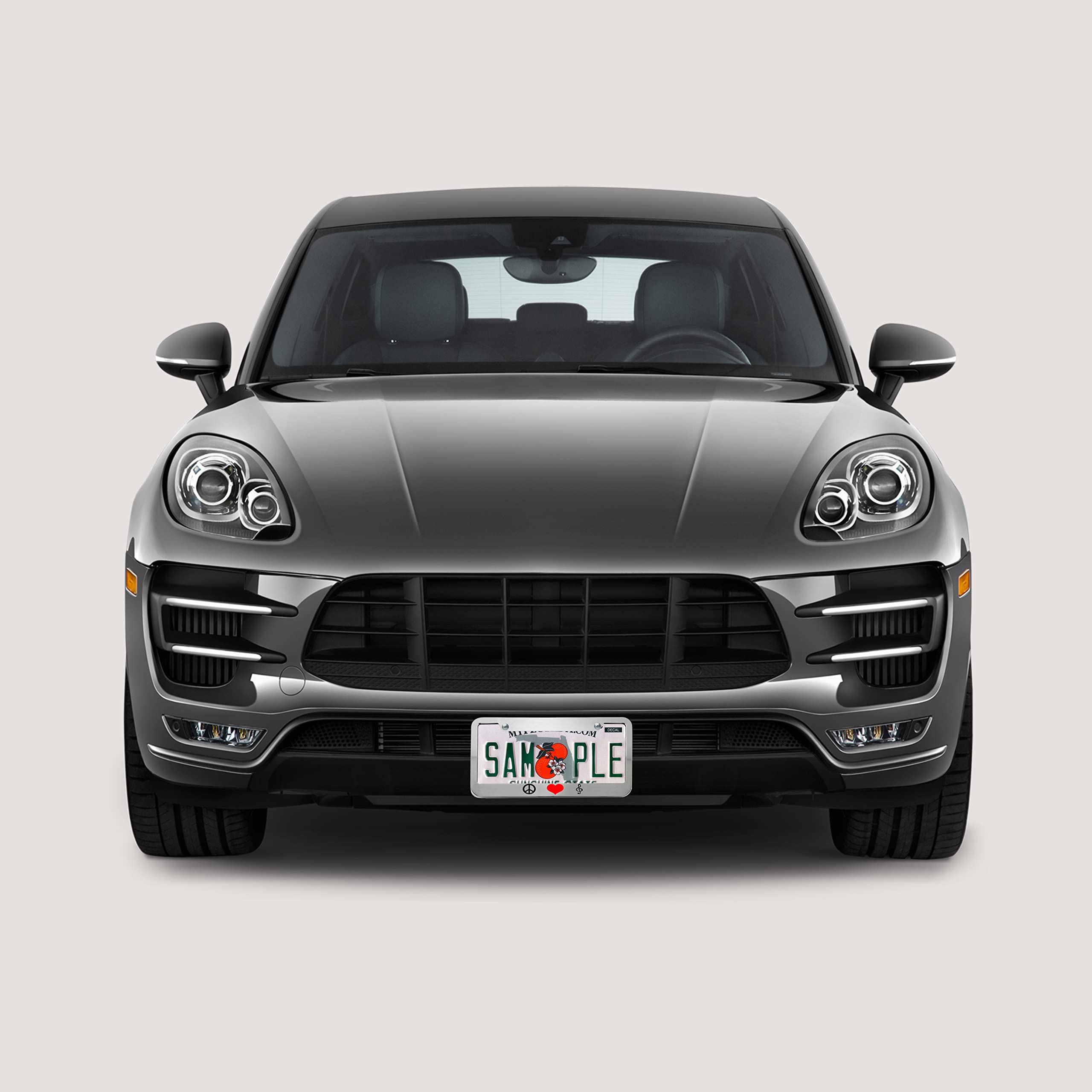 Black Heavy Duty Metal Zinc License Plate Frame - Weatherproof Tag Holder with 2 Holes for Cars | Peace Love Music Design | Perfect for Car Enthusiasts & Road Trips