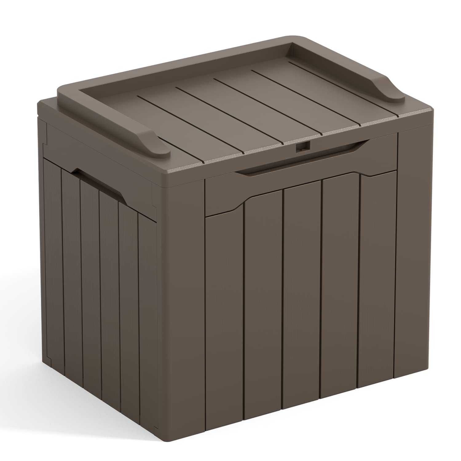 Greesum 31 Gallon All-Weather Outdoor Deck Storage Box - Waterproof Patio Furniture Cover, Package Delivery & Garden Tool Organizer (Brown) - Perfect for Backyard, Deck, Porch & Poolside Storage