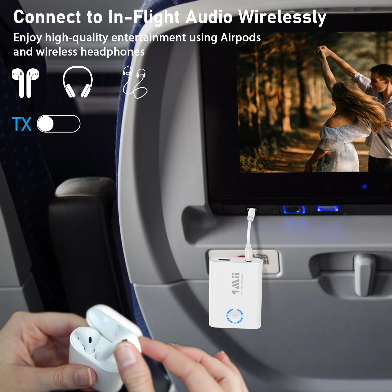 1Mii Bluetooth 5.3 Transmitter & Receiver with aptX HD & Low Latency aptX Adaptive - Wireless Audio Adapter for TV to Headphones, Speakers, Car, Airplanes & Earphones | Perfect for Home Theater, Gaming & Travel Use