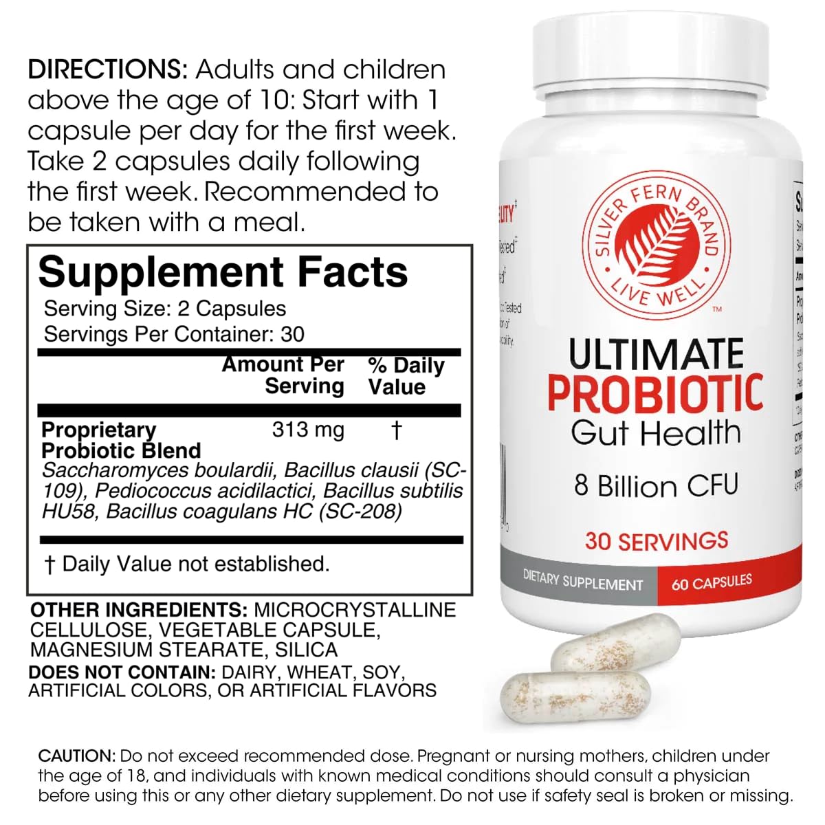 Silver Fern Ultimate Probiotic Supplement Vegicaps - DNA Verified Multi-Strain Probiotic for Daily Metabolic Support & Gut Health (4 Bottles) - Perfect for Travel, Work & Active Lifestyle