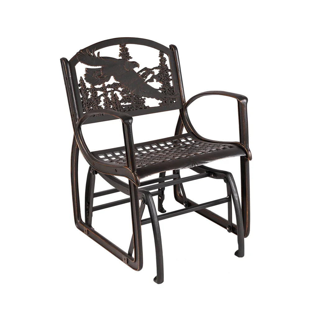 Premium Outdoor Eagle Glider Chair - Patio, Garden & Lawn Relaxation - Heavy-Duty Weather-Resistant Rocking Chair for Backyard, Deck & Poolside Use