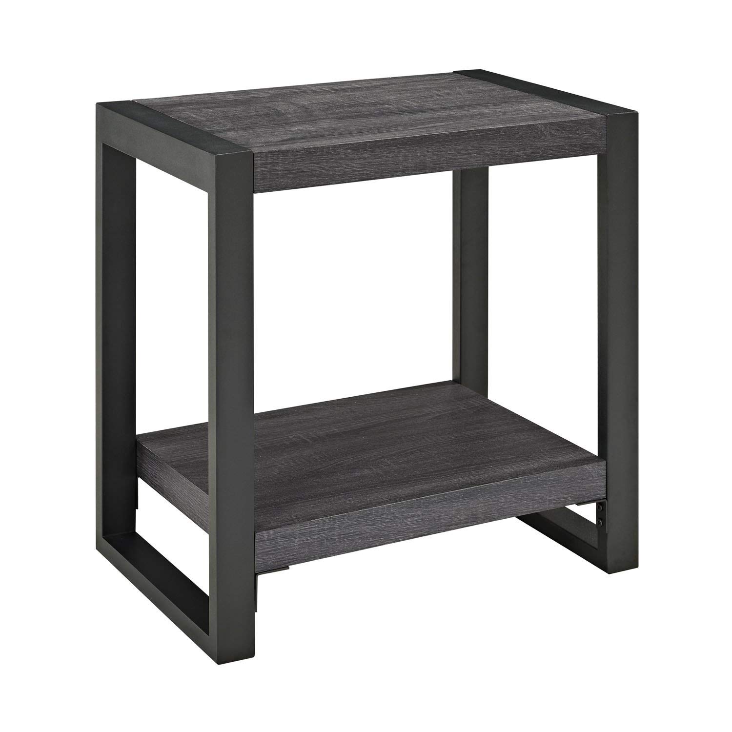 Walker Edison Industrial Wood End Table - 24 Inch Charcoal Accent Table for Living Room, Entryway, Kitchen & Dining Room - Perfect for Holding Lamps, Decor & Drinks