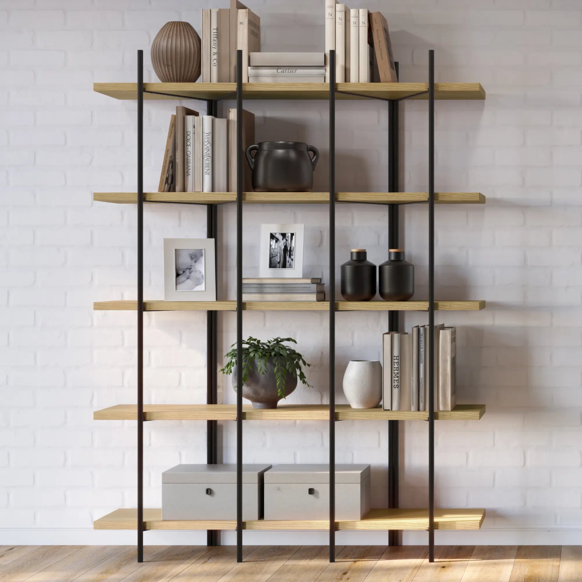 Modern Cascais 53 Bookcase - 5-Tier Wooden Bookshelf for Home & Office - Stylish Storage Solution for Books, Decor & Essentials | Perfect for Living Room, Bedroom & Study Organization