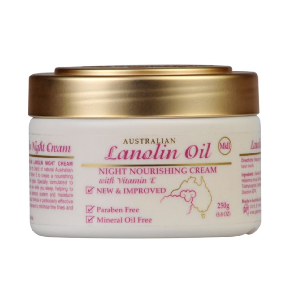AUSTRALIAN CREAMS MKII Lanolin Oil Nourishing Night Cream 250g - Deep Moisturizing Face Cream for Dry Skin - Perfect for Overnight Hydration & Skin Repair