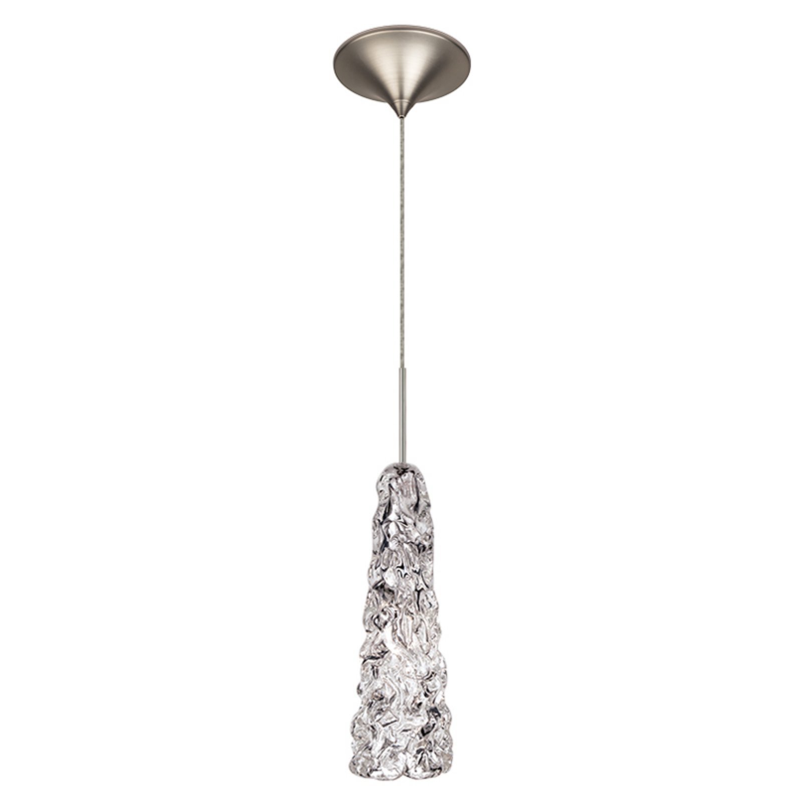 WAC Lighting MP-960-CL/BN Modern Clear Glass Ice Pendant Light Fixture with Brushed Nickel Canopy - Perfect for Kitchen Island, Dining Room, and Entryway Lighting