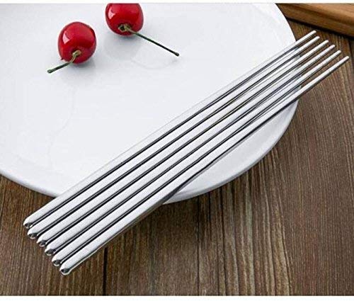 5 Pairs Reusable Stainless Steel Chopsticks - Classic Metal Chopsticks Set | Dishwasher Safe, Non-Slip & Lightweight | Perfect for Asian Cuisine, Sushi, Ramen & Home Dining
