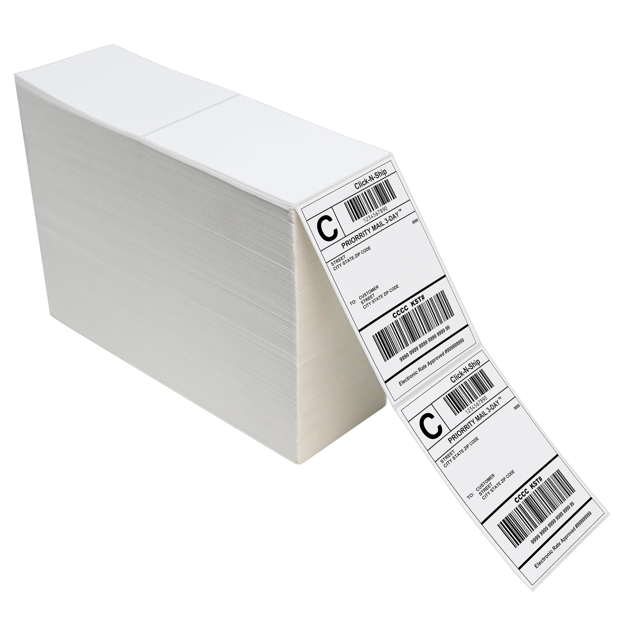 4000 Fanfold 4 x 6 Direct Thermal Shipping Labels - White Commercial Grade Thermal Printer Labels with Perforated Lines | Compatible with Zebra & Rollo Printers | Ideal for E-commerce, Warehouse & Retail Shipping