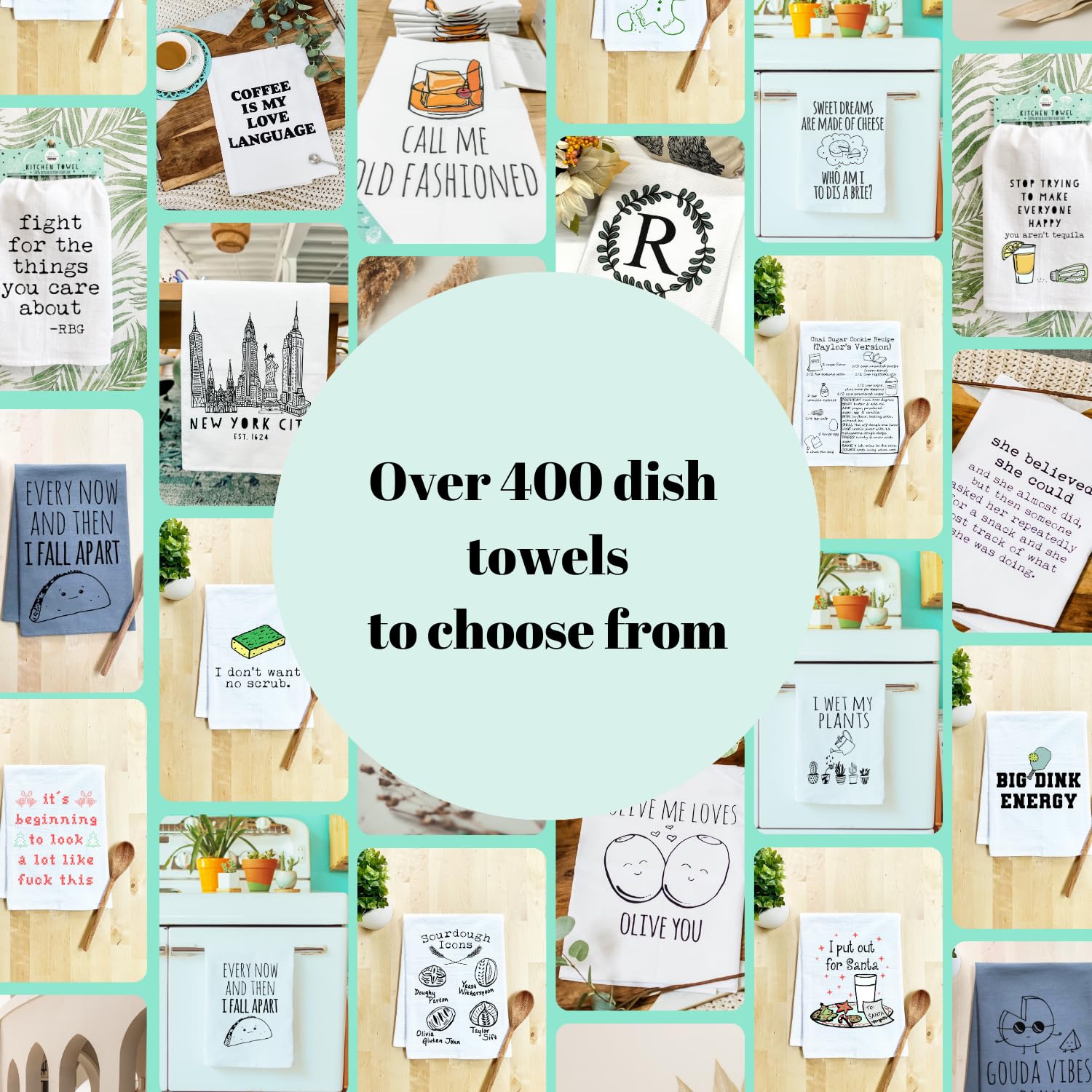 Funny Dish Towel - Tequila, Tacos & Best Friends Design, Flour Sack Kitchen Towel for Housewarming Gifts, Farmhouse Kitchen Decor in White or Gray, Perfect for Parties & Everyday Use