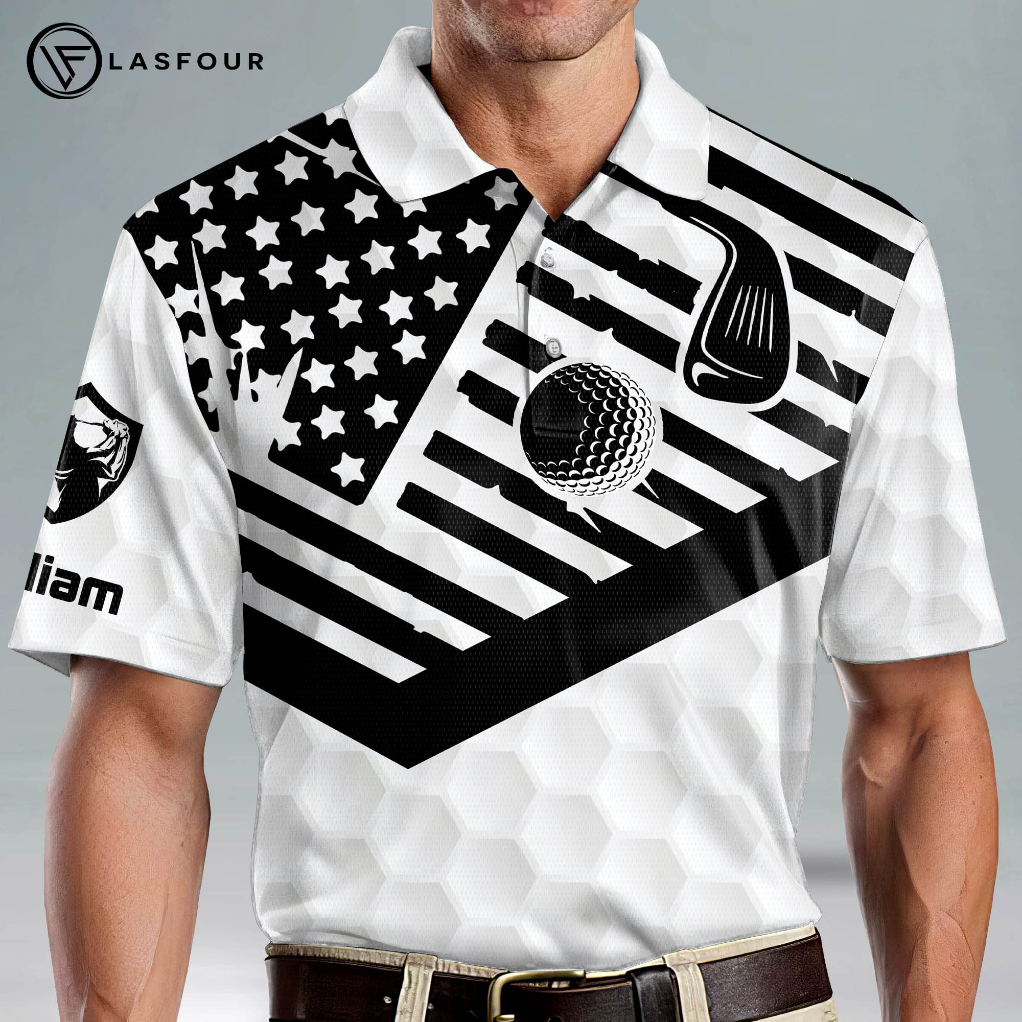 LASFOUR Personalized Skull Golf Shirts for Men - Dry Fit Lightweight Short Sleeve Polo Shirt - Funky Design for Golf, Casual Wear & Outdoor Activities