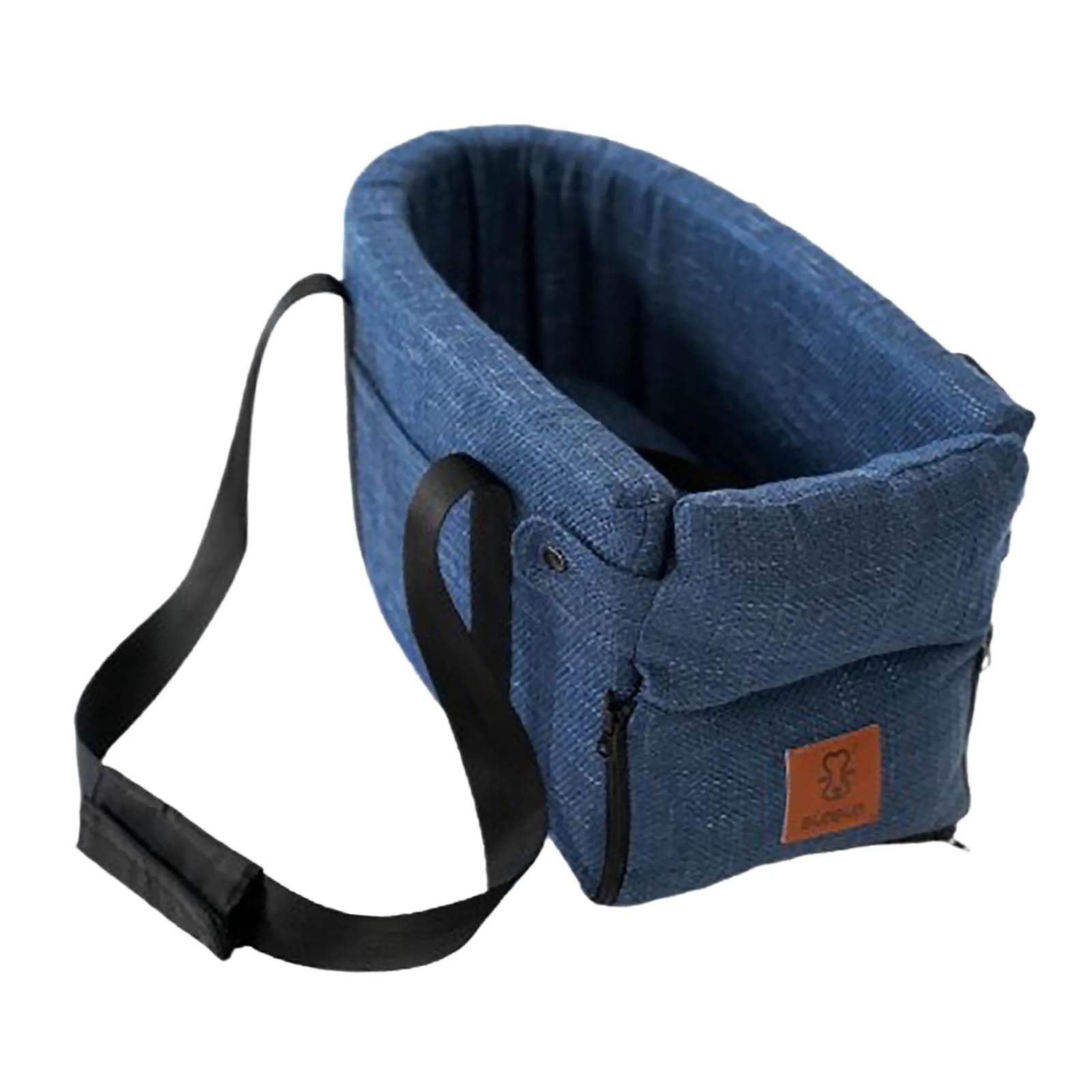CALANDIS Small Dog Car Seat Pet Carrier - Non-Slip Middle Console Dog Car Seat for Small Dogs, Soft Blue - Perfect for Car Travel & Road Trips with Your Pet