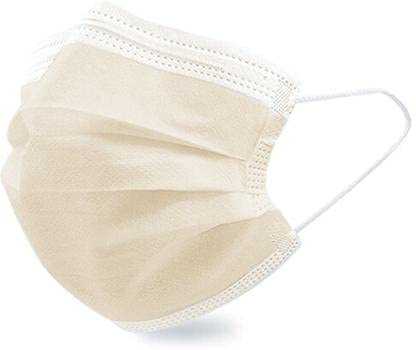 WELLSTAR 3-Ply Disposable Face Masks - 100 Pack, Non-Woven Fabric with 4-Layer Protection, Comfortable Nose Clip (Beige) - Ideal for Daily Use, Travel, and Public Safety Protection