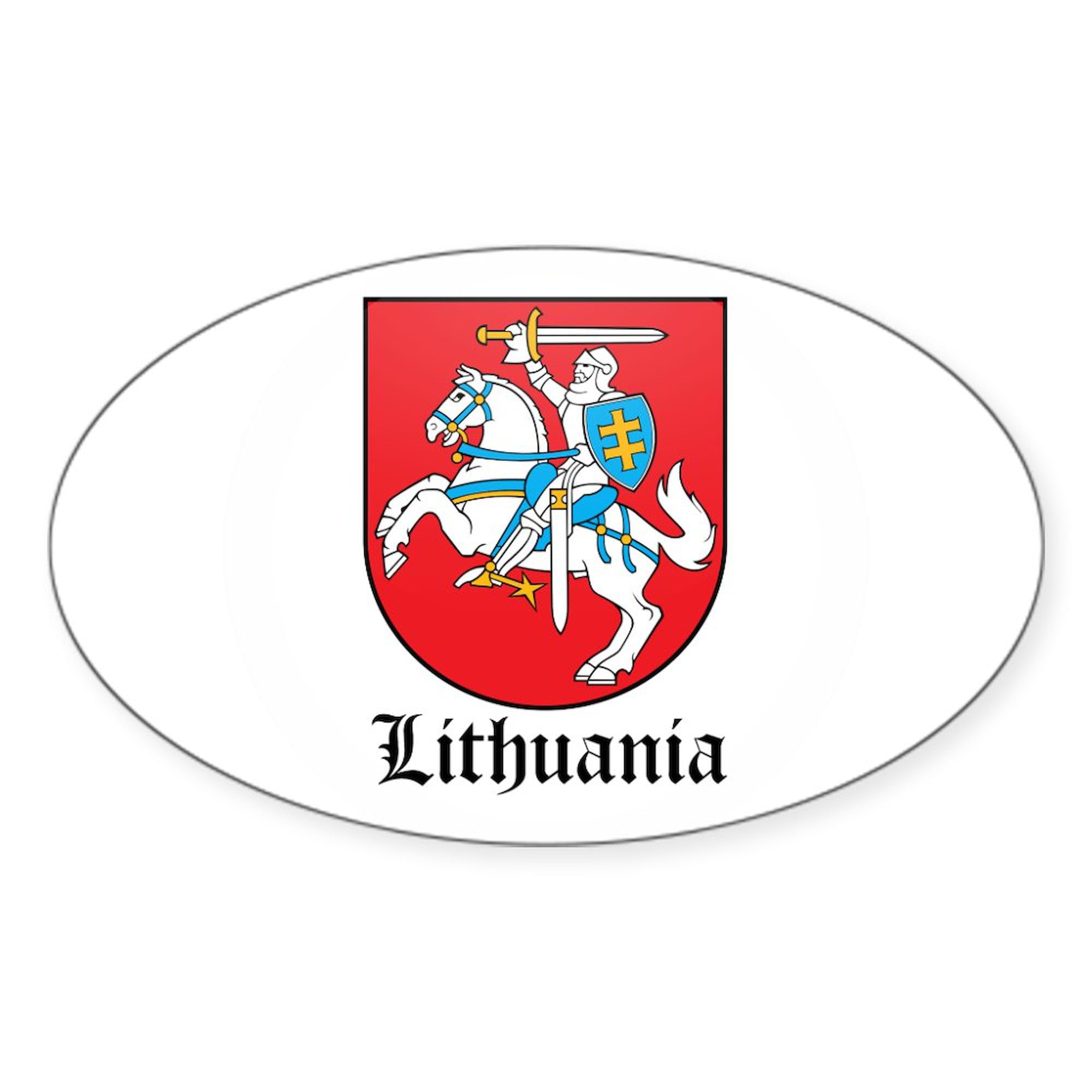 Lithuanian Coat of Arms Seal Oval Sticker - Waterproof Vinyl Decal for Cars, Laptops, Windows | Perfect for Bumpers, Travel Gear & National Pride Display