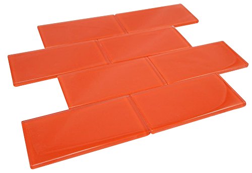 Glossy Orange Subway Glass Wall Tiles - Waterproof Bathroom & Kitchen Backsplash - Modern Accent Wall Decor for Home, Restaurant, and Commercial Spaces