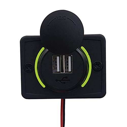 Universal Car Charger 12V-24V Dual USB 3.1A Fast Charging - Waterproof Nylon Car Charger for Cars, Trucks, Boats, RVs & Campers (Green) - Perfect for Road Trips, Camping & Marine Use