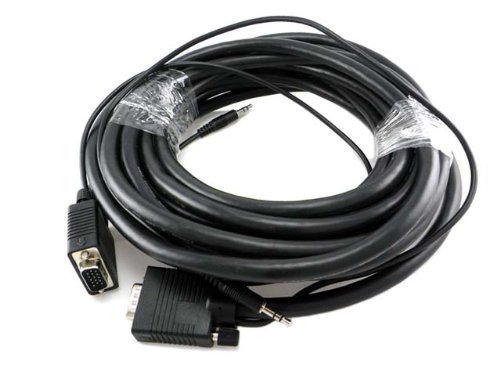 HD15 M/M VGA/SVGA/UXGA Projector Cable with 3.5mm Stereo Audio - Double Shielded UL Listed 100ft - for Home Theater, Office Presentations & Classroom Projectors
