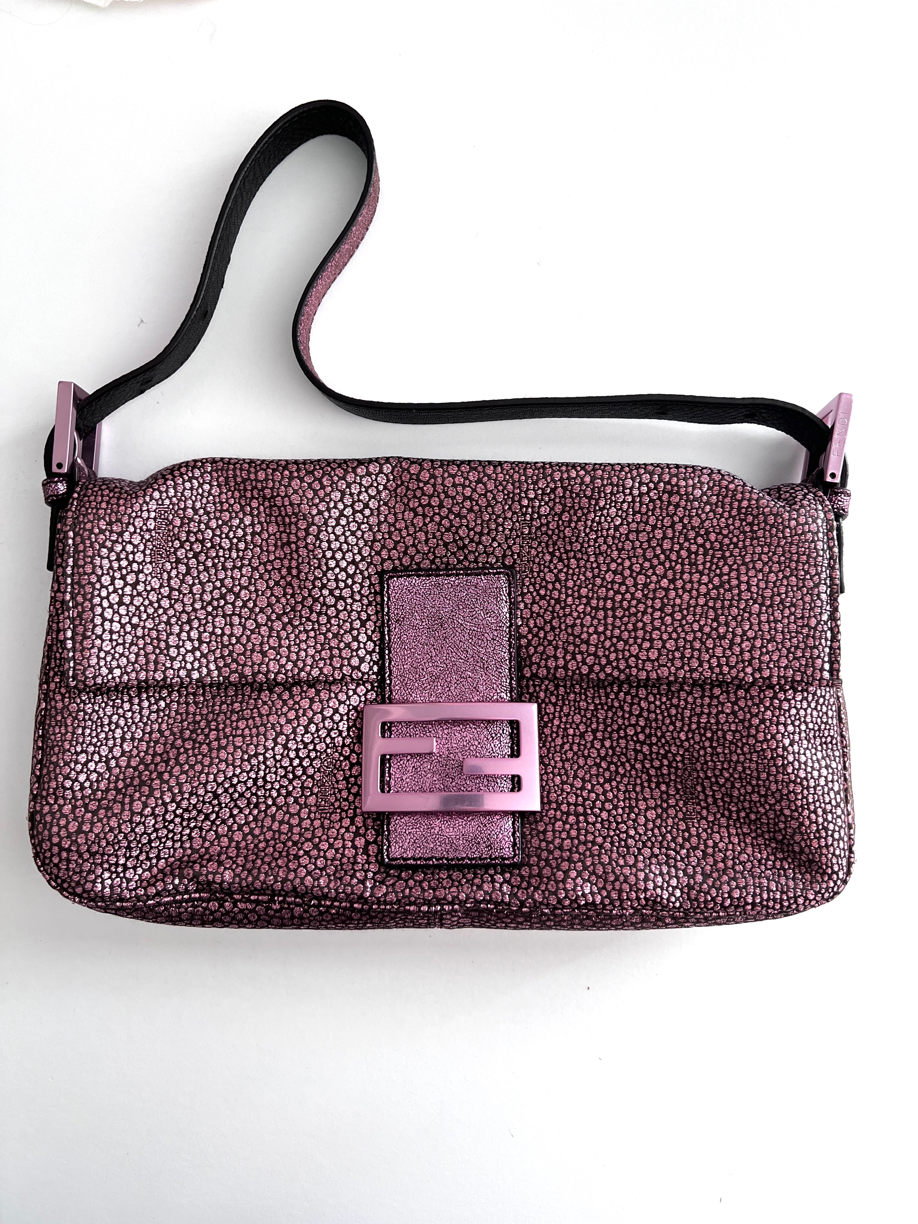 Fendi Purple Metallic Spots Baguette Bag - Luxury Designer Shoulder Bag for Women, Perfect for Parties, Date Nights & Special Occasions