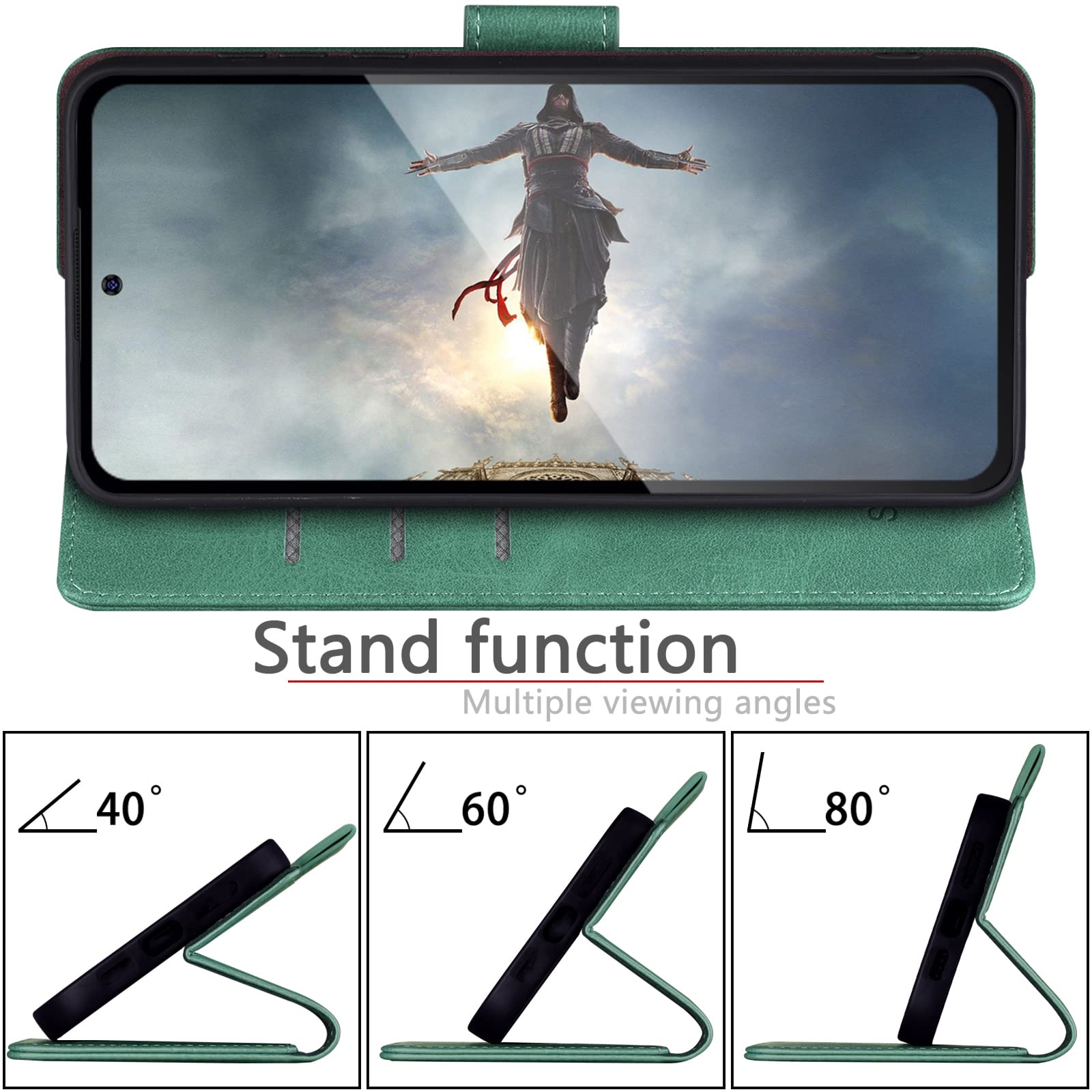 Samsung Galaxy S21 FE Wallet Case with RFID Blocking - PU Leather Flip Cover with Card Holder for Men & Women (Sea Green) - Perfect for Daily Use & Travel