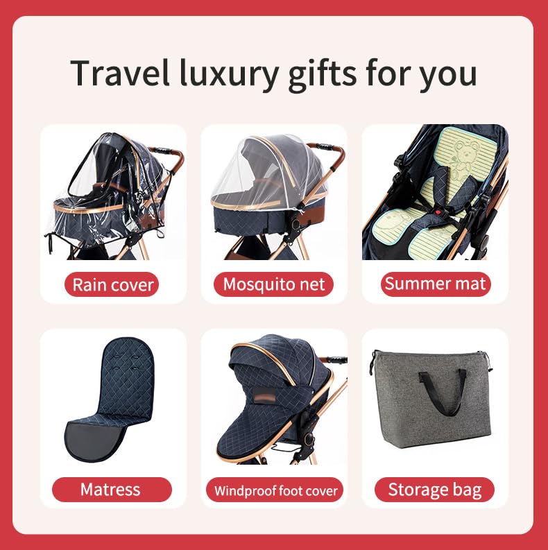 2 in 1 Reversible Baby Stroller - Quick Fold Lightweight Travel Stroller for Newborn to Toddler (Khaki) | Perfect for Shopping, Travel & Outdoor Walks