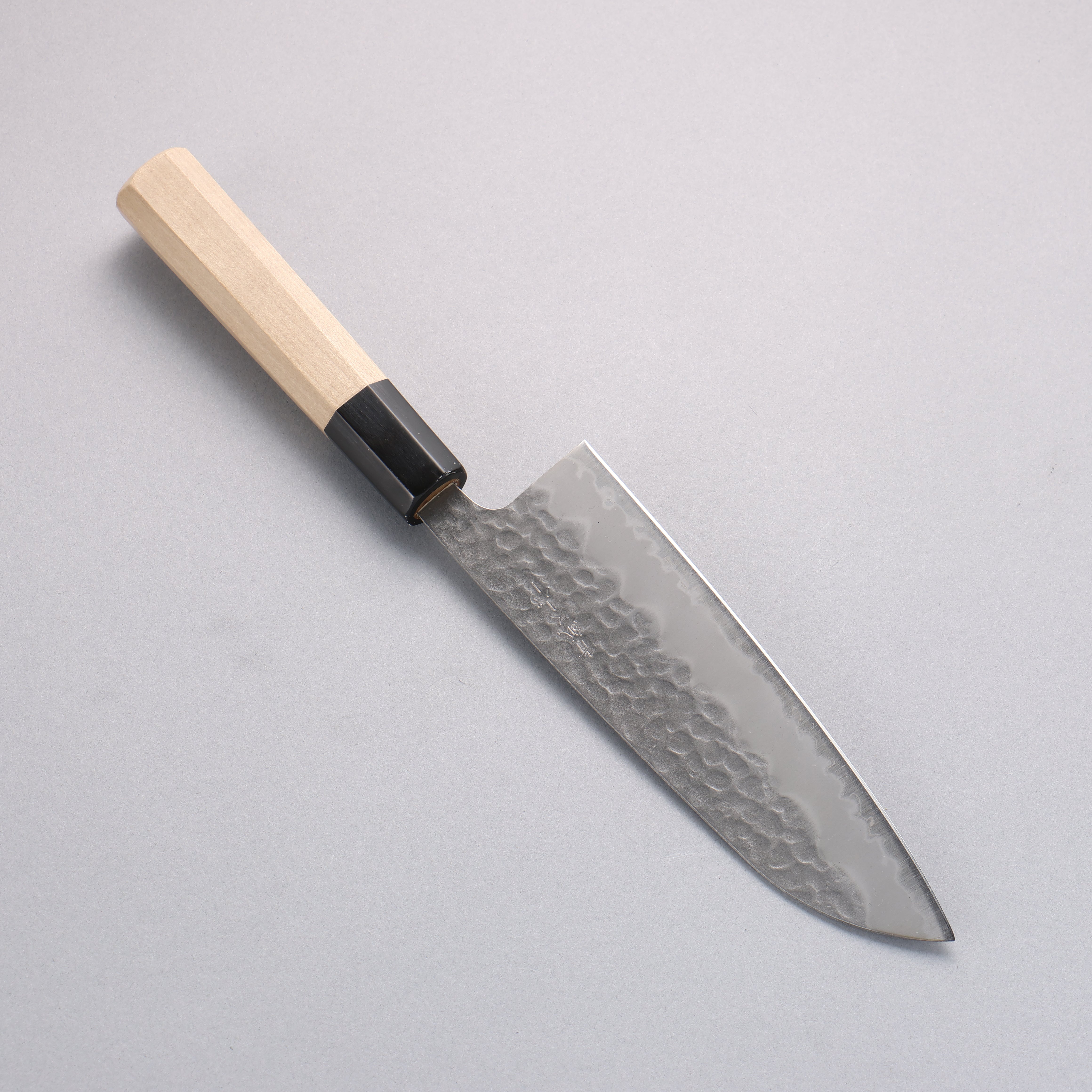 Premium OUL Blue Super Hammered Santoku Knife 165mm - Magnolia Wood Handle - Japanese Kitchen Knife for Slicing, Dicing & Chopping Vegetables, Meat & Fish - Perfect for Home Chefs & Professional Cooks