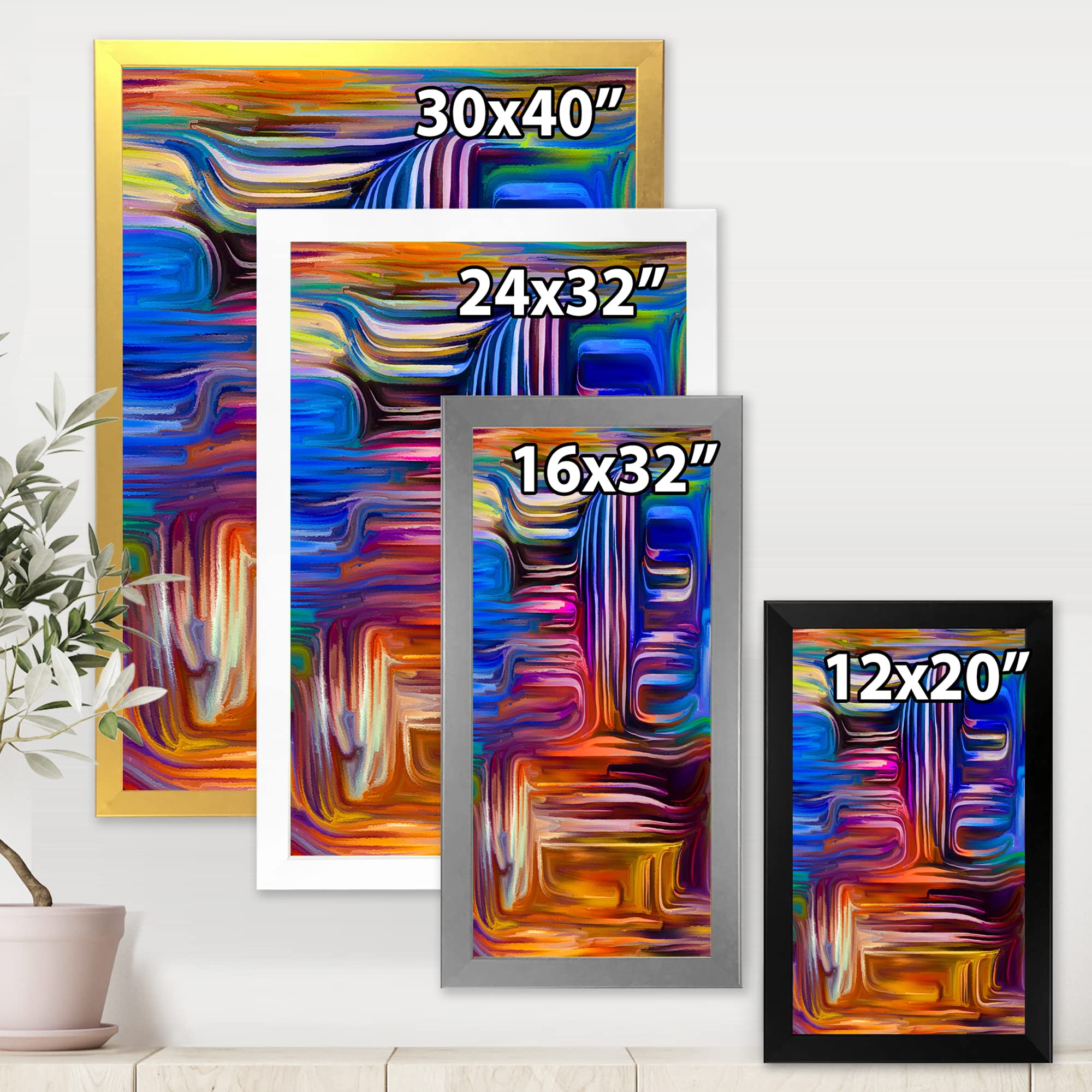 DesignQ Colour Fusion V Modern Framed Wall Art - Abstract Canvas Painting for Living Room, Bedroom & Office Decor