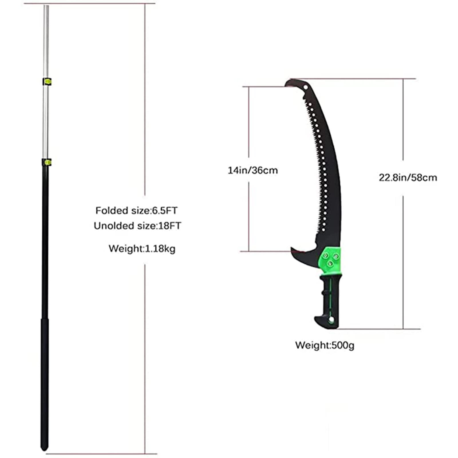 Telescopic Pole Saw for Tree Trimming - Extendable Pruning Saw with Lightweight Aluminum Pole for Cutting High Tree Branches in Yard, Garden, and Outdoor Landscaping - Perfect for DIY Tree Care and Professional Arborists